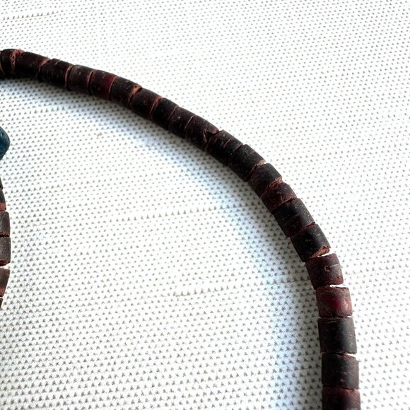 Tagua Nut and Kyanite Bead Necklace 24" - Picture 9 of 13